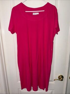 Vermont Country Store 1 Bright Pink & 1 Blue Shift Dress with Zipper Pockets